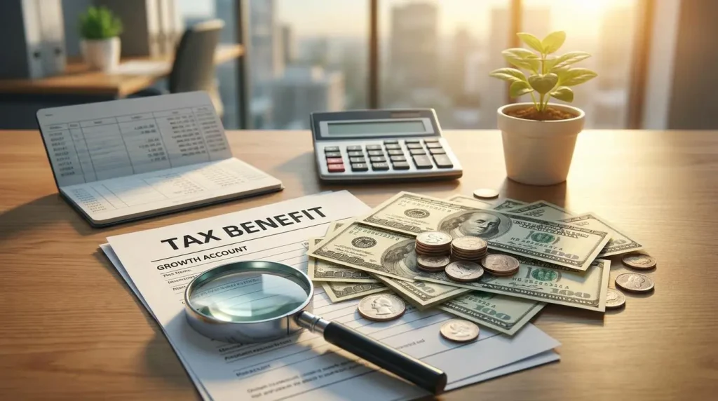 이미지 설명: 돈이 불어나고 세금 혜택을 받는 모습