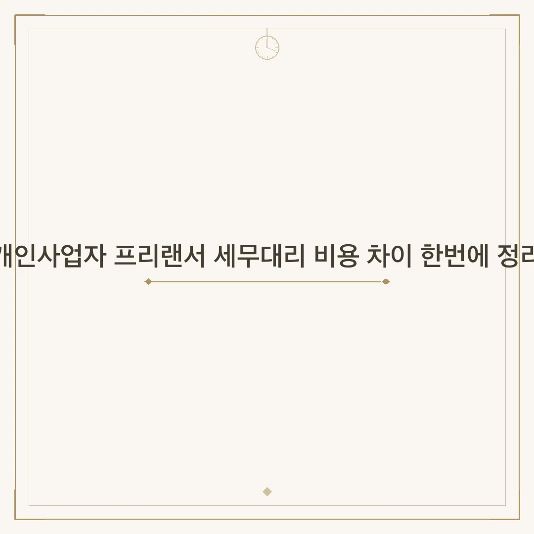 개인사업자 프리랜서 세무대리 비용 차이 한번에 정리