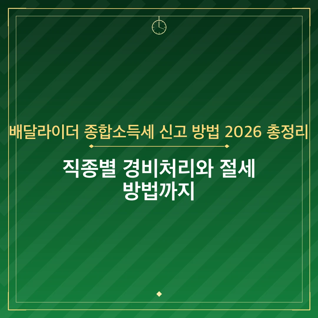 배달라이더 종합소득세 신고 방법 2026 총정리