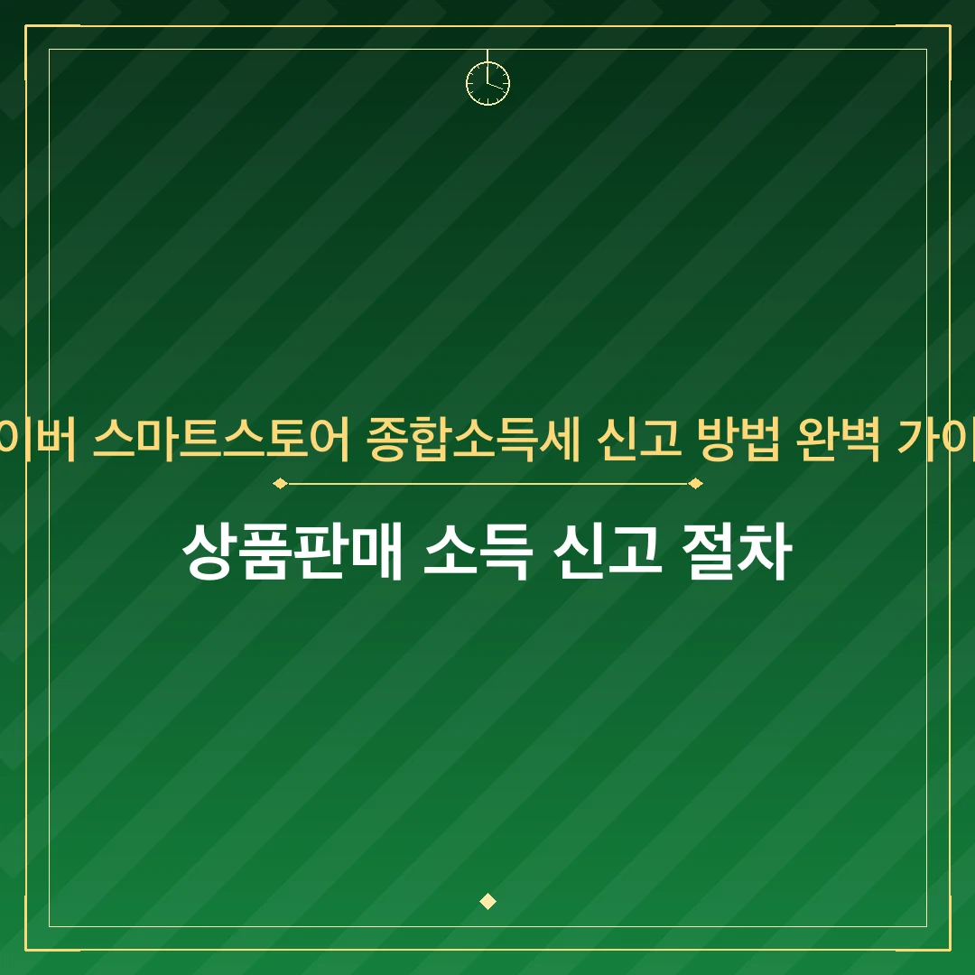 네이버 스마트스토어 종합소득세 신고 방법 완벽 가이드