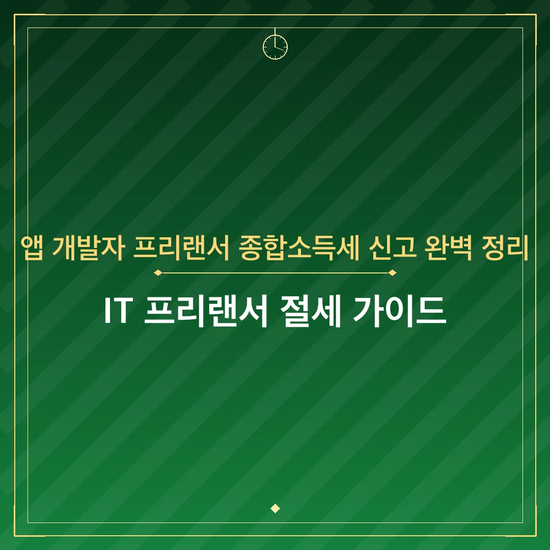 앱 개발자 프리랜서 종합소득세 신고 완벽 정리
