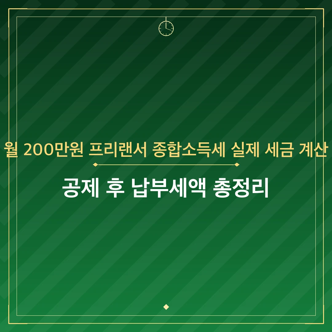 월 200만원 프리랜서 종합소득세 실제 세금 계산