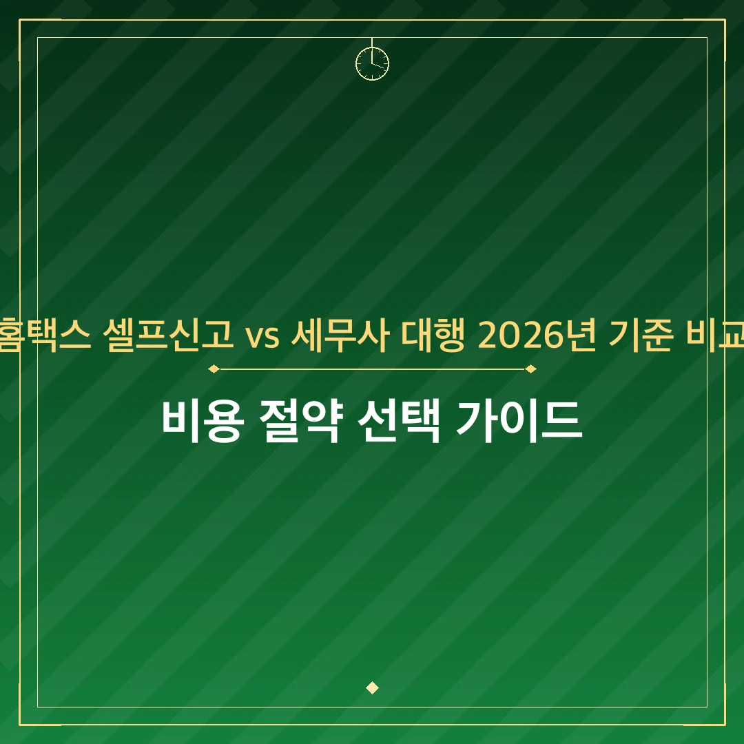 홈택스 셀프신고 vs 세무사 대행 2026년 기준 비교