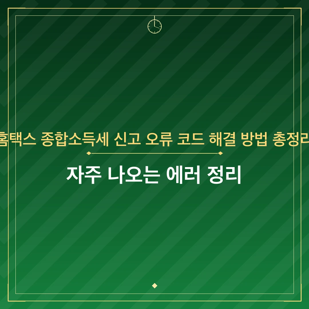 홈택스 종합소득세 신고 오류 코드 해결 방법 총정리